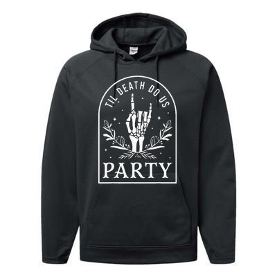 Til Death Do Us Party Retro Halloween Bachelorette Matching Performance Fleece Hoodie