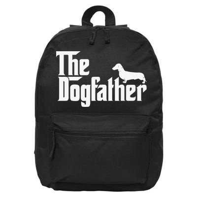 The Dogfather Dachshund Father Funny Dog Lover 16 in Basic Backpack
