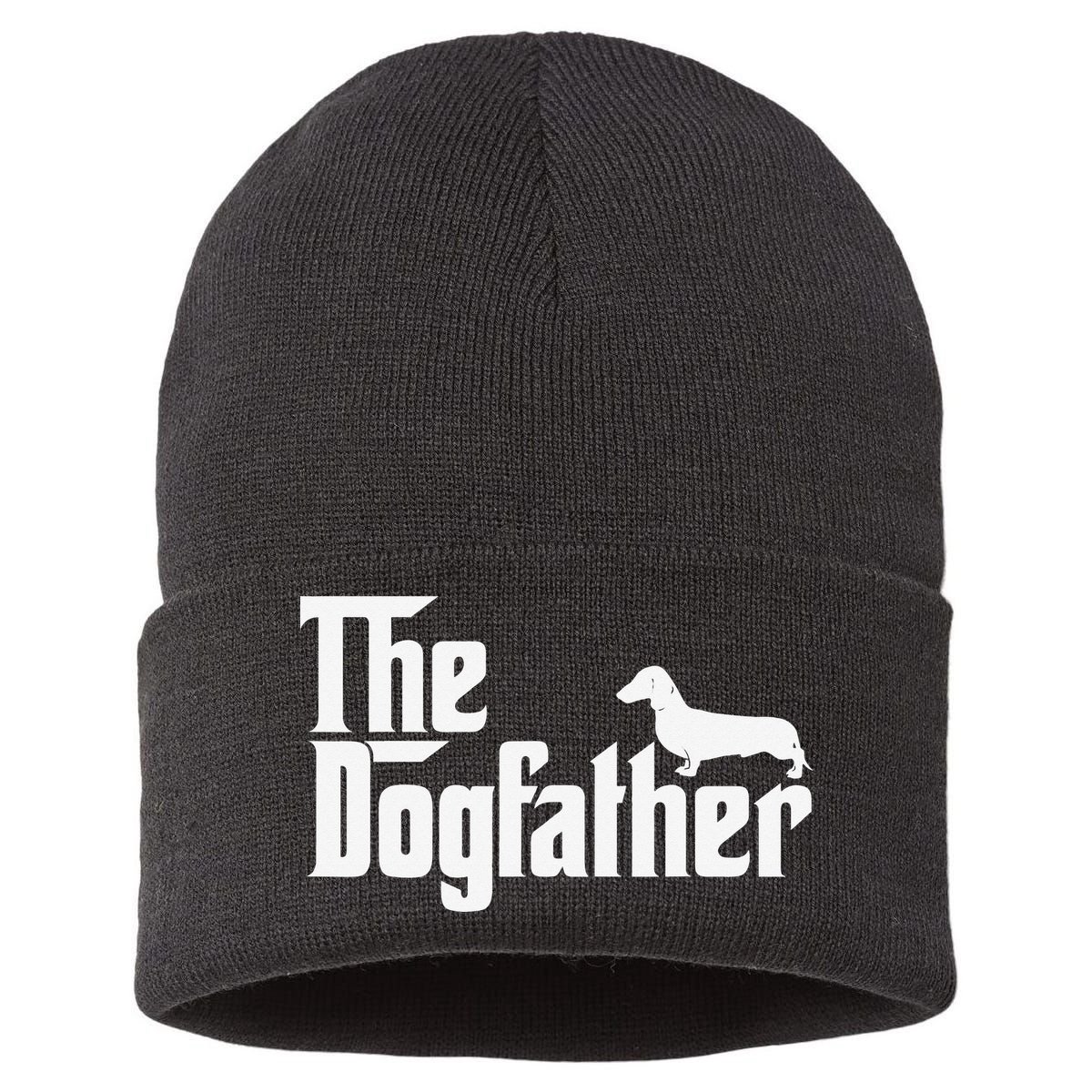 The Dogfather Dachshund Father Funny Dog Lover Sustainable Knit Beanie