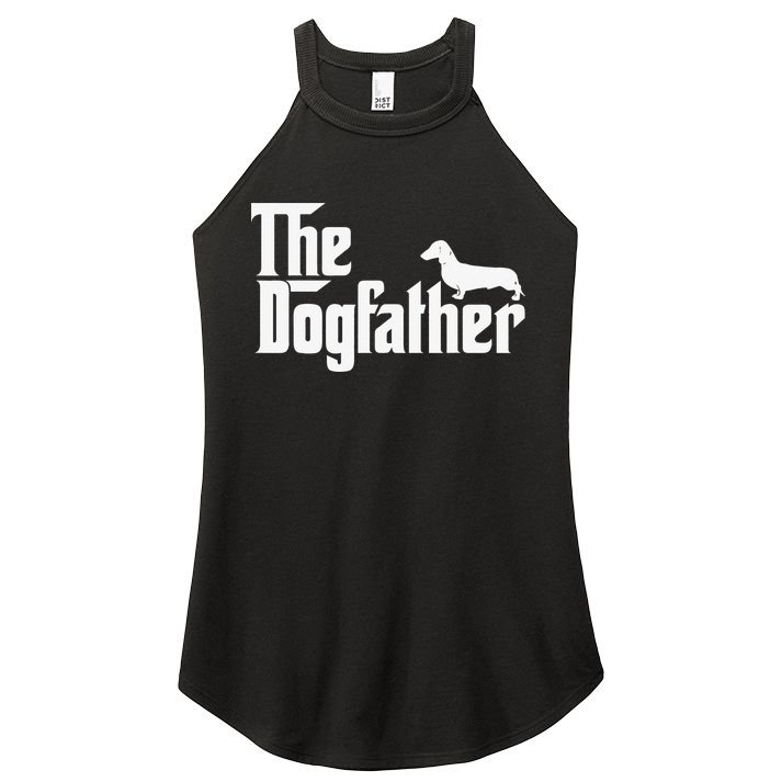 The Dogfather Dachshund Father Funny Dog Lover Women's Perfect Tri Rocker Tank