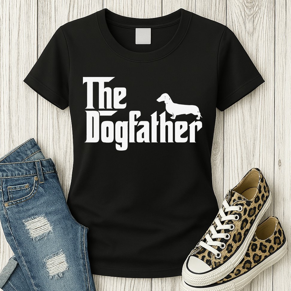 The Dogfather Dachshund Father Funny Dog Lover Womens T-Shirt