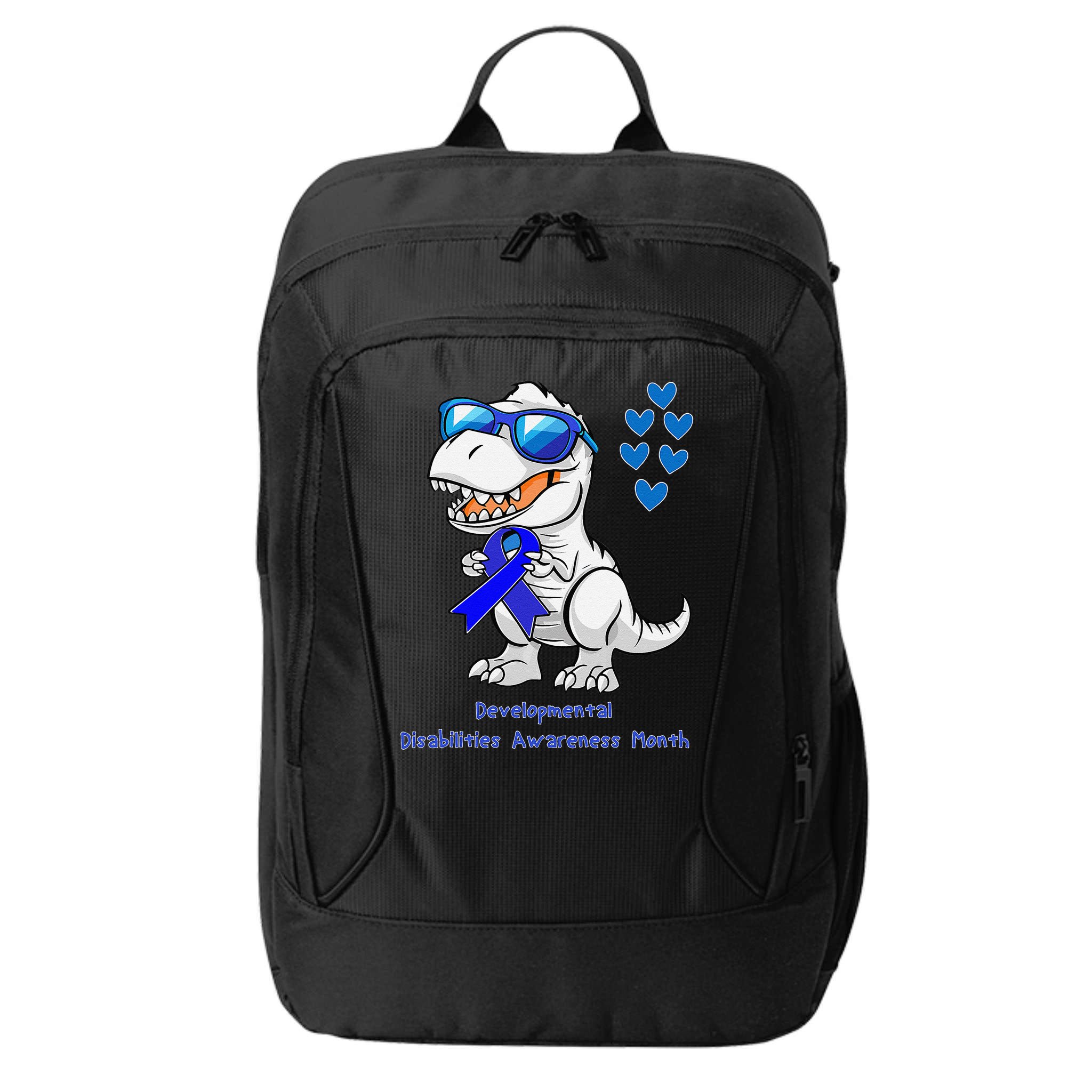 T-rex Dinosaur Developmental Disabilities Awareness Month City Backpack
