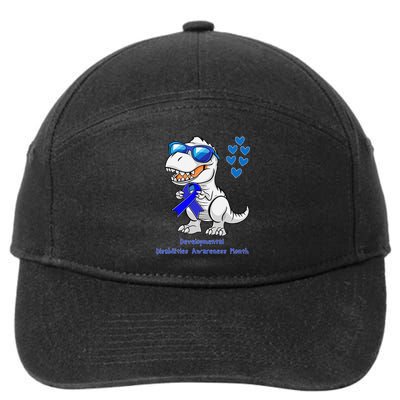 T-rex Dinosaur Developmental Disabilities Awareness Month 7-Panel Snapback Hat