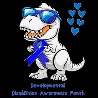 T-rex Dinosaur Developmental Disabilities Awareness Month 7-Panel Snapback Hat