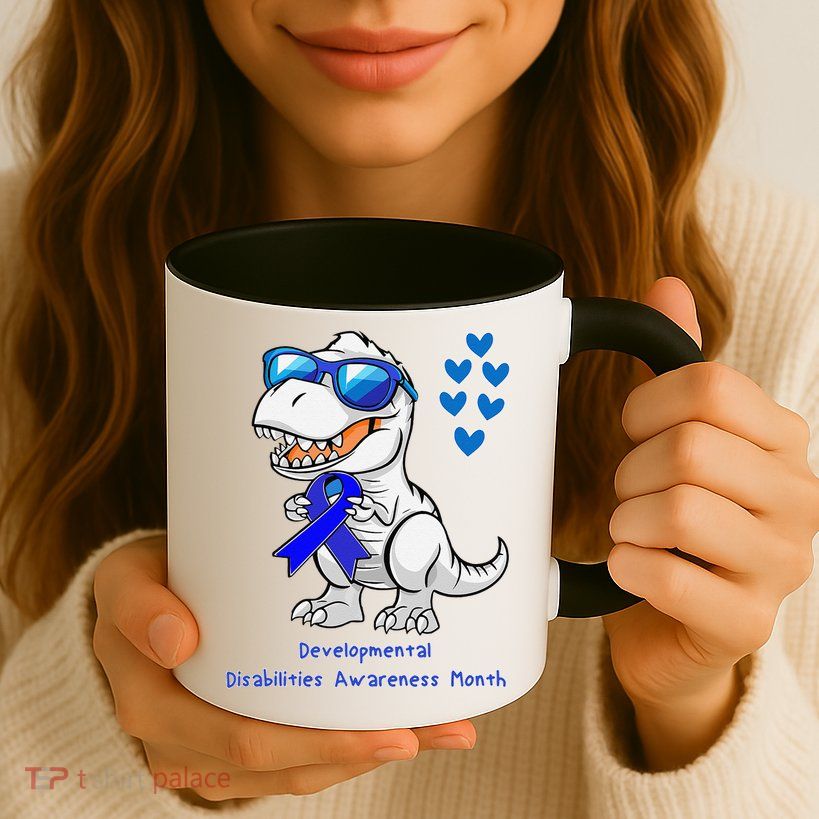 T-rex Dinosaur Developmental Disabilities Awareness Month Mug
