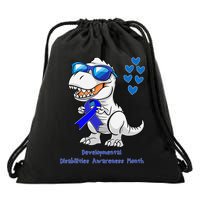 T-rex Dinosaur Developmental Disabilities Awareness Month Drawstring Bag