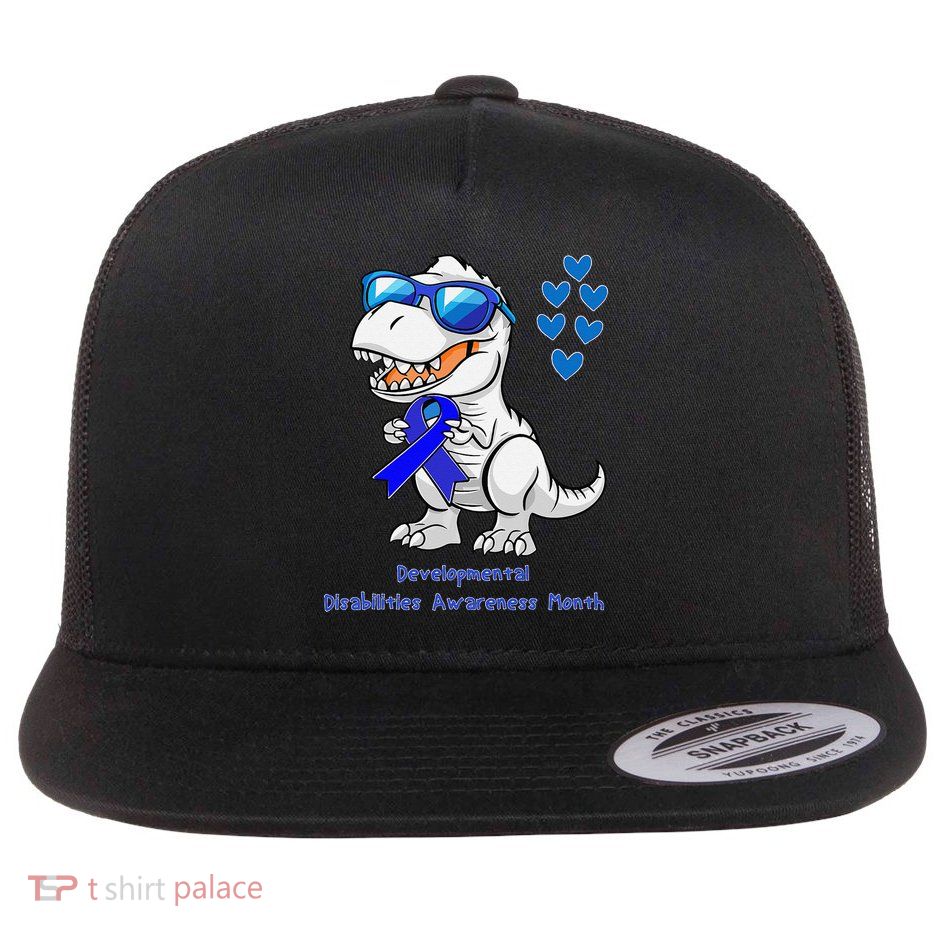 T-rex Dinosaur Developmental Disabilities Awareness Month Flatbill Hat