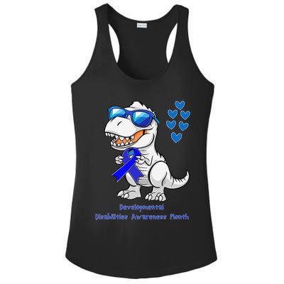 T-rex Dinosaur Developmental Disabilities Awareness Month Ladies PosiCharge Competitor Racerback Tank