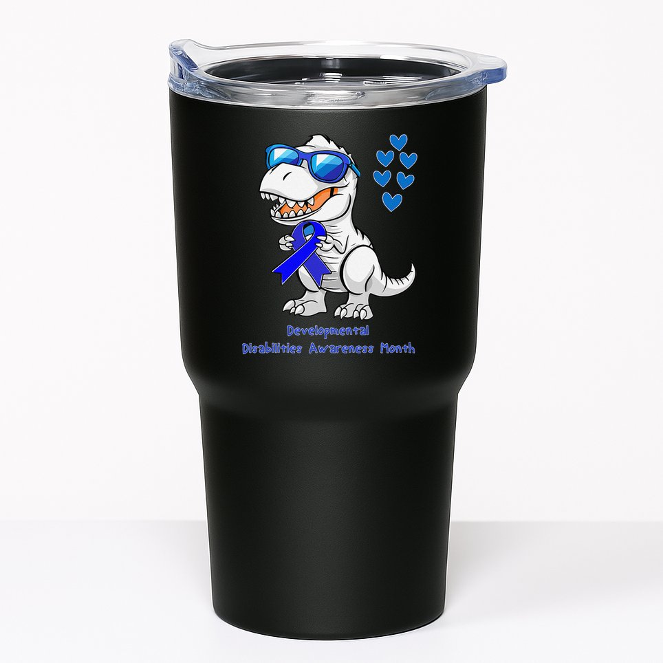 T-rex Dinosaur Developmental Disabilities Awareness Month Tumbler
