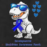 T-rex Dinosaur Developmental Disabilities Awareness Month 25L Jumbo Tote