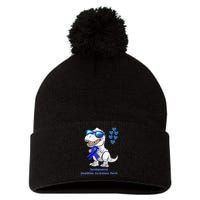 T-rex Dinosaur Developmental Disabilities Awareness Month Pom Pom 12in Knit Beanie