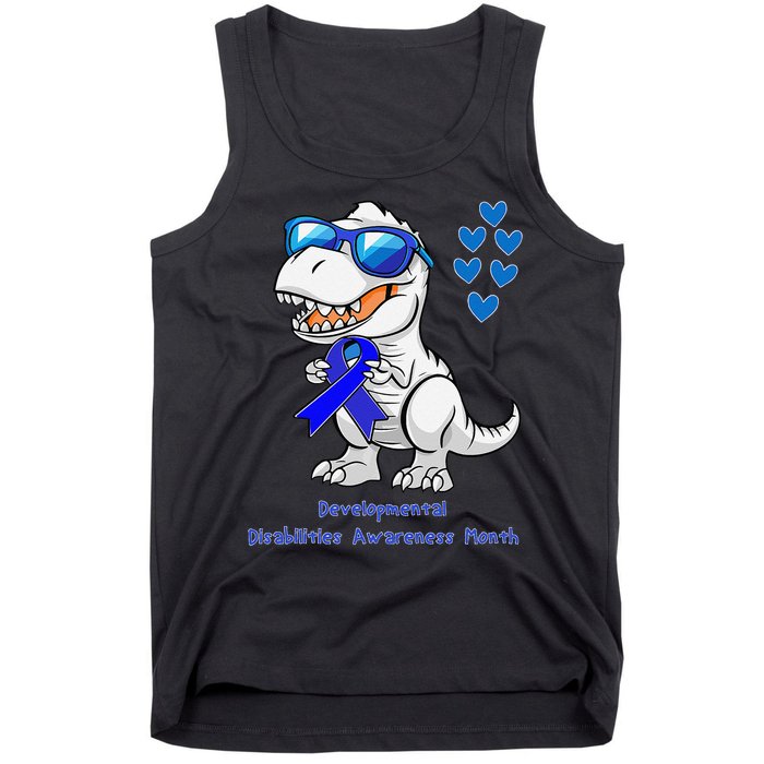 T-rex Dinosaur Developmental Disabilities Awareness Month Tank Top