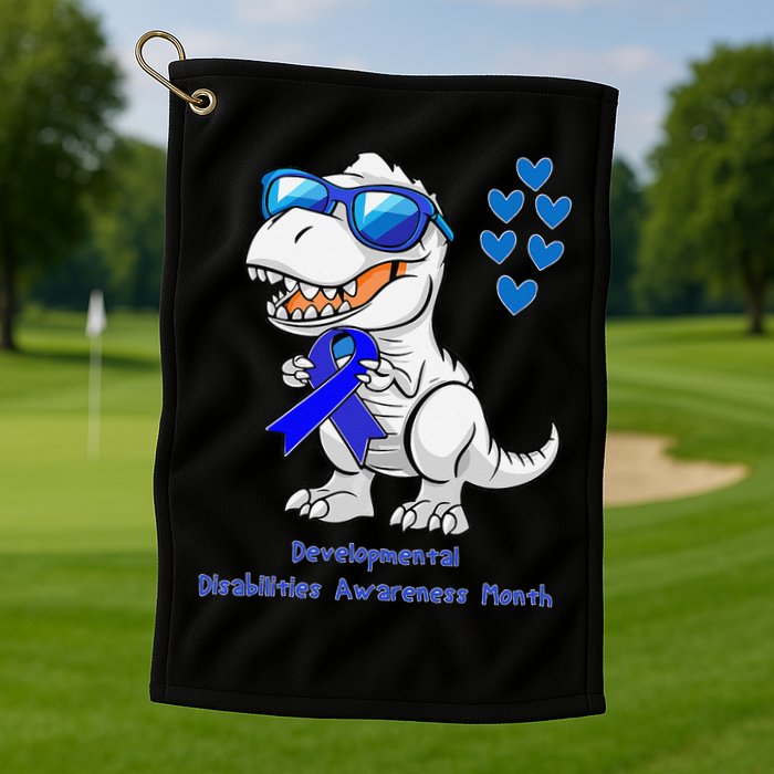 T-rex Dinosaur Developmental Disabilities Awareness Month Golf Towel