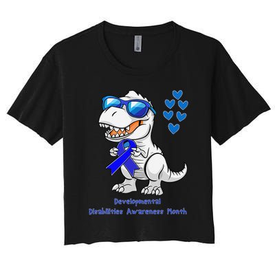 T-rex Dinosaur Developmental Disabilities Awareness Month Crop Top
