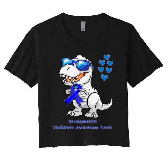 T-rex Dinosaur Developmental Disabilities Awareness Month Crop Top