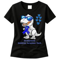 T-rex Dinosaur Developmental Disabilities Awareness Month Womens T-Shirt