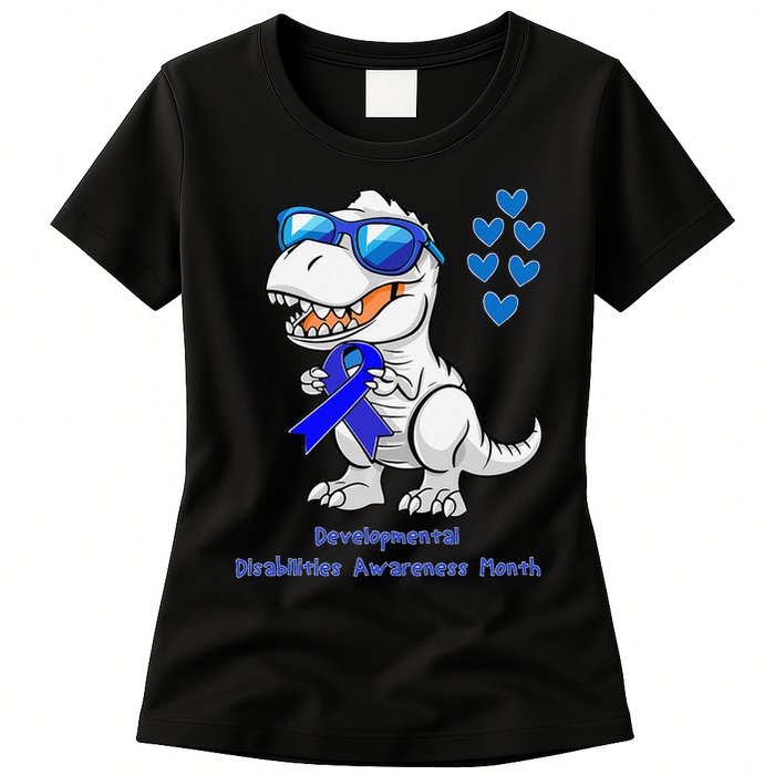 T-rex Dinosaur Developmental Disabilities Awareness Month Womens T-Shirt