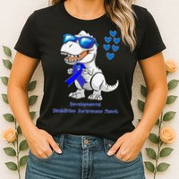 T-rex Dinosaur Developmental Disabilities Awareness Month Womens T-Shirt