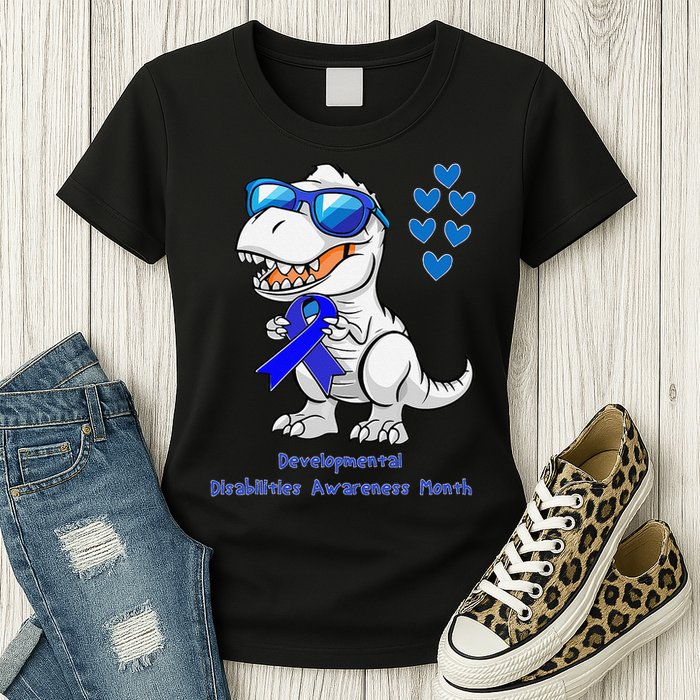 T-rex Dinosaur Developmental Disabilities Awareness Month Womens T-Shirt