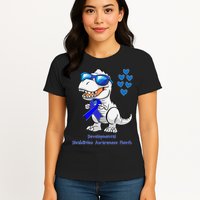 T-rex Dinosaur Developmental Disabilities Awareness Month Womens T-Shirt