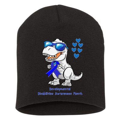 T-rex Dinosaur Developmental Disabilities Awareness Month Short Acrylic Beanie