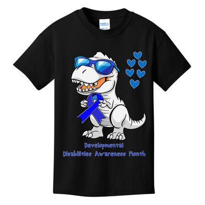 T-rex Dinosaur Developmental Disabilities Awareness Month Kids T-Shirt