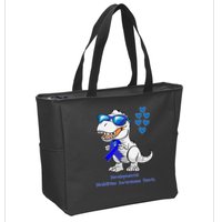 T-rex Dinosaur Developmental Disabilities Awareness Month Zip Tote Bag