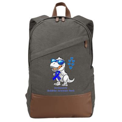 T-rex Dinosaur Developmental Disabilities Awareness Month Cotton Canvas Backpack