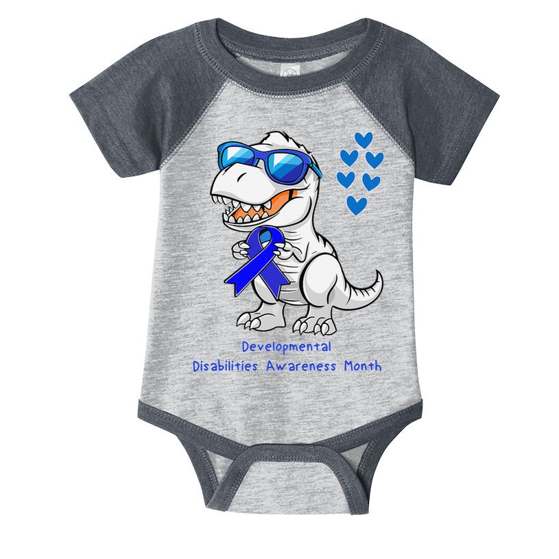 T-rex Dinosaur Developmental Disabilities Awareness Month Infant Baby Jersey Bodysuit