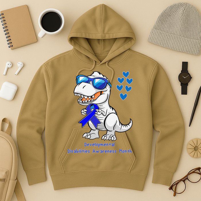 T-rex Dinosaur Developmental Disabilities Awareness Month Hoodie