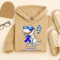 T-rex Dinosaur Developmental Disabilities Awareness Month Hoodie