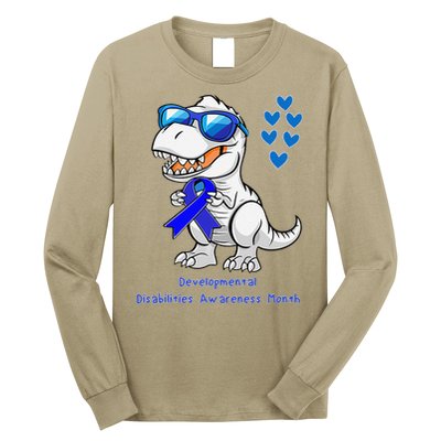 T-rex Dinosaur Developmental Disabilities Awareness Month Long Sleeve Shirt