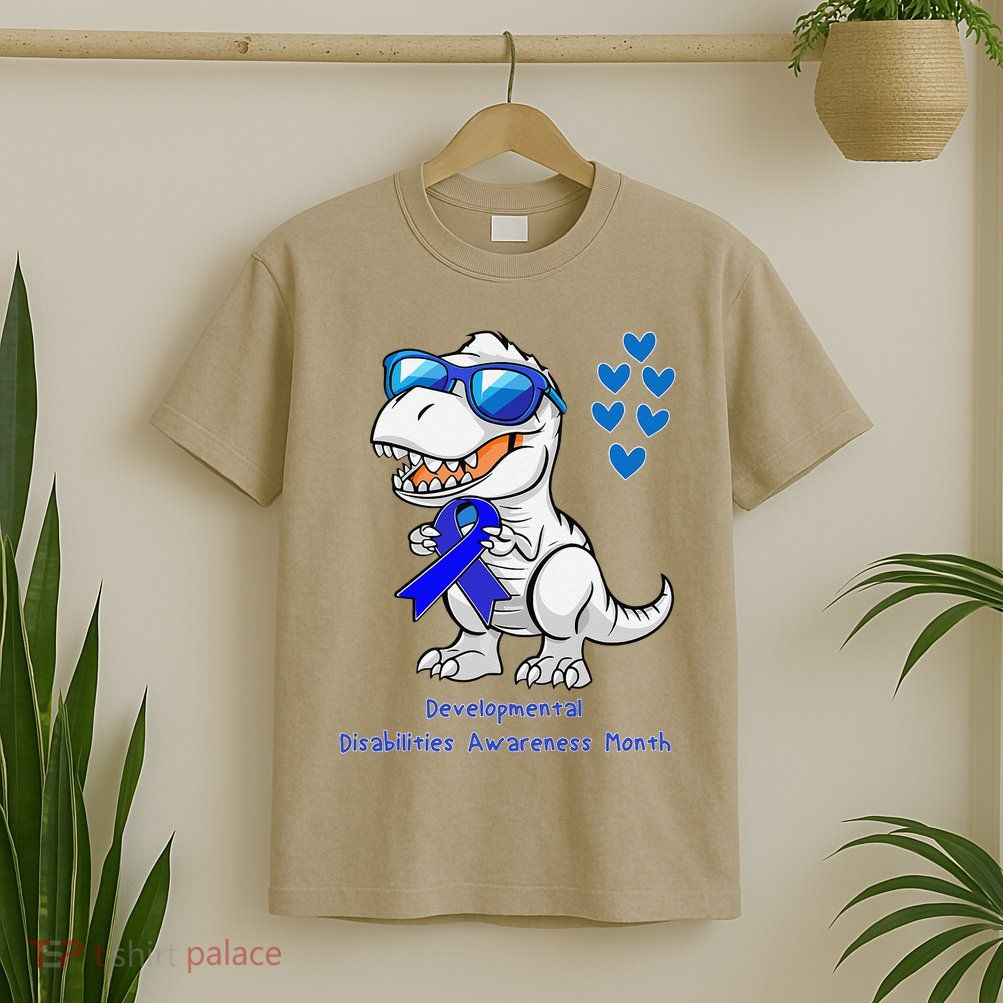 T-rex Dinosaur Developmental Disabilities Awareness Month T-Shirt