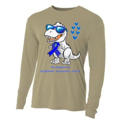 T-rex Dinosaur Developmental Disabilities Awareness Month Cooling Performance Long Sleeve Crew