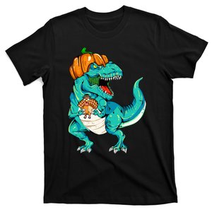 Thanksgiving Day Dinosaur Holding Turkey T Rex T-Shirt