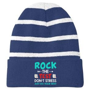 Test Day Do Your Best State Testing Teacher Student Striped Beanie with Solid Band