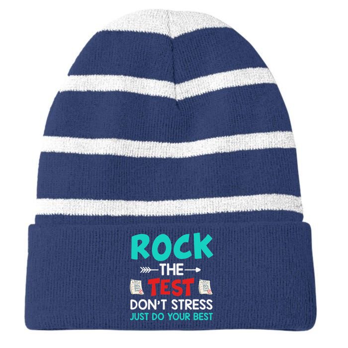 Test Day Do Your Best State Testing Teacher Student Striped Beanie with Solid Band