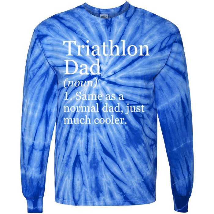 Triathlon Dad Definition Funny Sarcastic Sports Gift Tie-Dye Long Sleeve Shirt