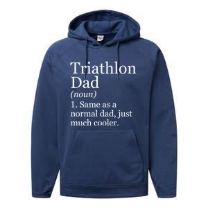 Triathlon Dad Definition Funny Sarcastic Sports Gift Performance Fleece Hoodie