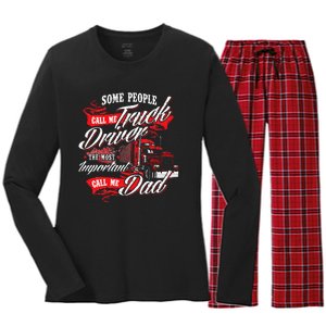 Truck Driver Dad Trucker Trucking Semi Truck Driver Women's Long Sleeve Flannel Pajama Set 