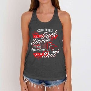 Truck Driver Dad Trucker Trucking Semi Truck Driver Women's Knotted Racerback Tank