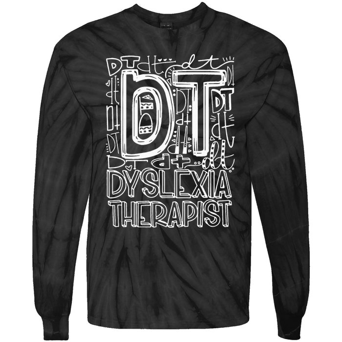 Typography Designs Dyslexia Therapist Nurse Tie-Dye Long Sleeve Shirt