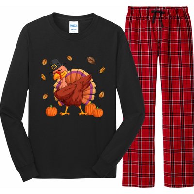 Thanksgiving Day Dabbing Turkey Pilgrim Boys Girls Cute Gift Long Sleeve Pajama Set