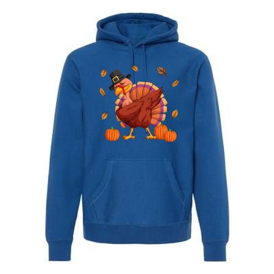 Thanksgiving Day Dabbing Turkey Pilgrim Boys Girls Cute Gift Premium Hoodie