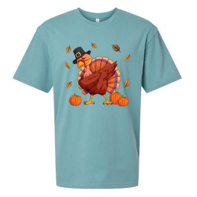 Thanksgiving Day Dabbing Turkey Pilgrim Boys Girls Cute Gift Sueded Cloud Jersey T-Shirt