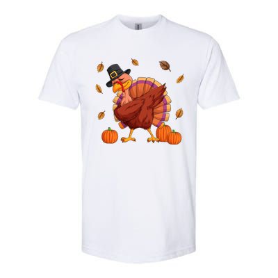 Thanksgiving Day Dabbing Turkey Pilgrim Boys Girls Cute Gift Softstyle CVC T-Shirt