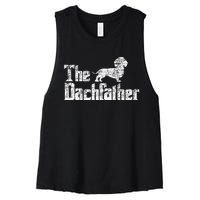 The Dachfather Dachshund FatherS Day Pet Dog Lover Women's Racerback Cropped Tank