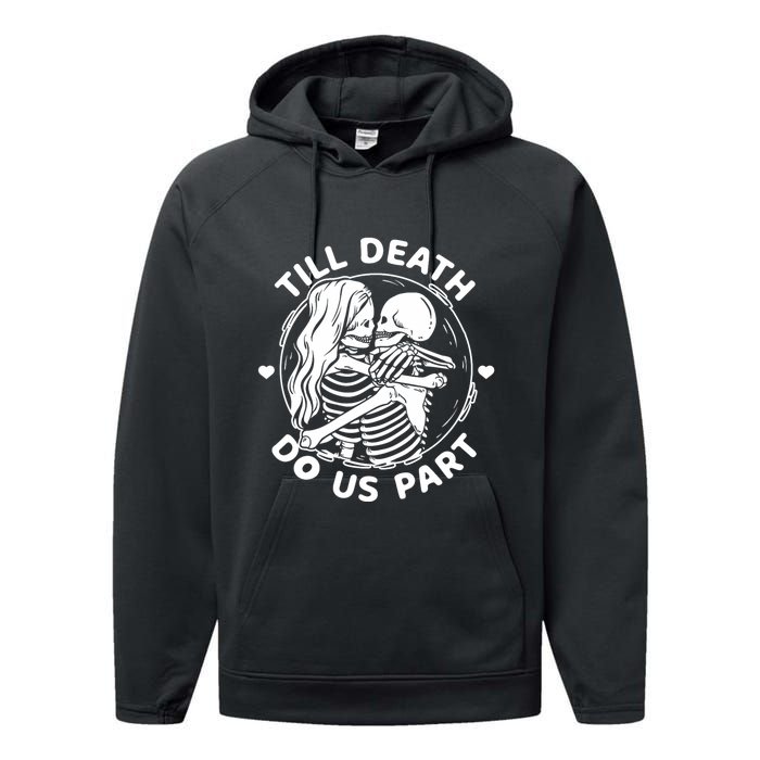 Till Death Do Us Part Funny Skeleton Couple Kissing Performance Fleece Hoodie