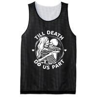 Till Death Do Us Part Funny Skeleton Couple Kissing Mesh Reversible Basketball Jersey Tank