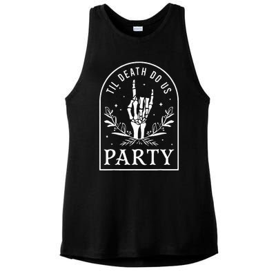 Til Death Do Us Party Retro Halloween Bachelorette Matching Ladies PosiCharge Tri-Blend Wicking Tank